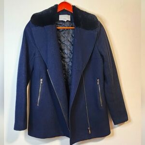 H&M Navy Wool blend Peacoat